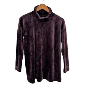 J. JILL Turtleneck Womens XS Purple Velour Relaxed Fit Cozy Loungewear Comfort